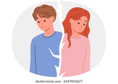 Casal quebrado de homem e mulher não podem estar juntos devido a queixas mútuas ou falta de dinheiro para o casamento. Quebra entre dois namorados e namorada apareceu após traição ou adultério