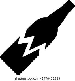 Broken and cracked beer glass bottle into two halves. Glass trash symbol. Garbage recycle concept. Isolated vector illustration.
