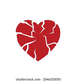 Broken cracked heart logo icon 