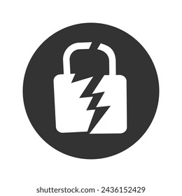 Broken or cracked lock icon isolated on white background. Unlock sign. Vector