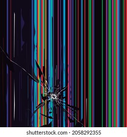 Broken, cracked smart screen, display error. Vector joke on screen.