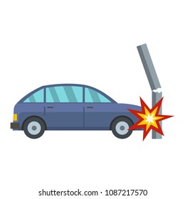 Broken crash pillar icon. Flat illustration of broken crash pillar vector icon for web