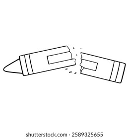 broken crayon illustration hand drawn outline vector