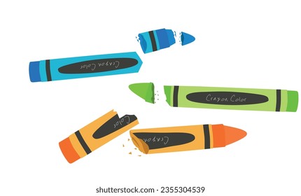 Broken crayon vector or wax pastel vector. Back to school concept. School supplies vector. Stationery. Learning and education concept. Flat vector isolated on white background.