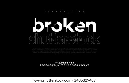 Broken creative modern urban alphabet font. Digital abstract moslem, futuristic, fashion, sport, minimal technology typography. Simple numeric vector illustration