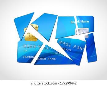 Broken credit card default debt bankruptcy symbol isolated vector illustration