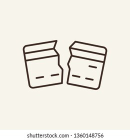 Broken credit card line icon. Plastic, crack, cut off. Finance concept. Vector illustration can be used for personal finance, economy, budget planning