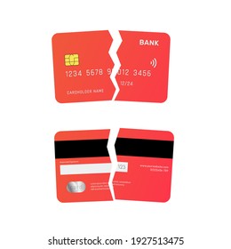 Broken credit card payment error vector illustration. Failed bank transaction.