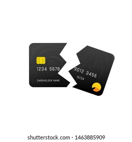 Broken credit card vector design. Failed money transaction.