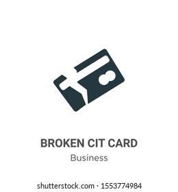 Broken credit card vector icon on white background. Flat vector broken credit card icon symbol sign from modern business collection for mobile concept and web apps design.