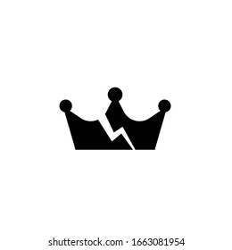 Broken crown silhouette icon. Clipart image isolated on white background