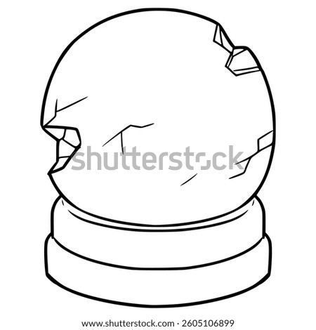 broken crystal ball illustration hand drawn outline vector