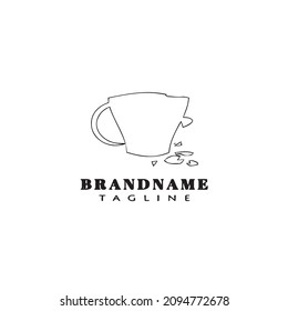 broken cup cartoon logo icon design template black modern isolated vector unique