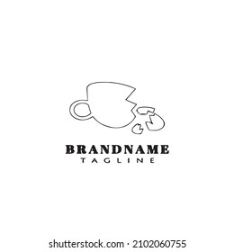 broken cup cartoon logo icon design template black modern isolated vector illustration
