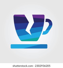 Broken cup icon on white background.
