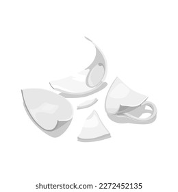  A broken cup. Vector illustration isolated on white background.