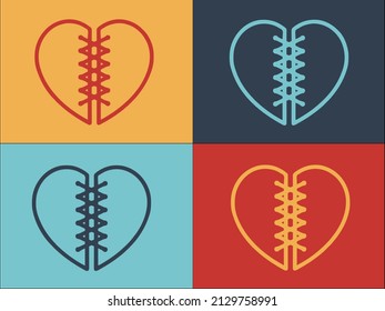Broken Cut Heart Logo Template, Simple Flat Icon of heart,love,valentine
