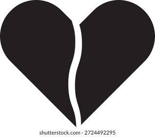 Gráfico De Vetor De Coração De Amor Fofo Quebrado Para Página De Coloração Romântica Detalhada E Design De Presente De Valentim.	
