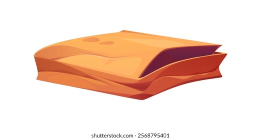 Broken, damaged and crumpled box package of cargo delivery, vector icon. Crushed cardboard box or damaged carton package with ripped torn sides in bad condition from delivery or warehouse storage