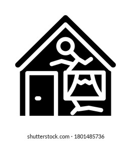 broken damaged house glyph icon vector. broken damaged house sign. isolated contour symbol black illustration