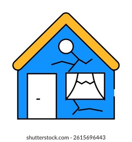 broken damaged house line icon vector. broken damaged house sign. isolated symbol illustration