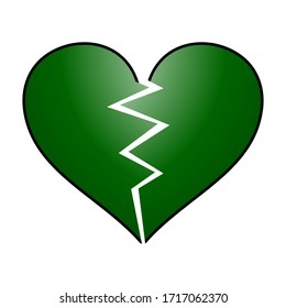 Broken Dark Green Heart Emoji Vector