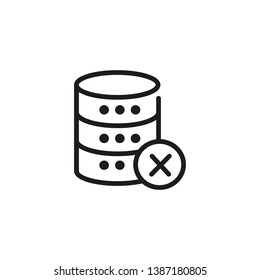 Broken database line icon. Cancel, delete, remove. Database concept. Vector illustration can be used for topics like technology, information, internet