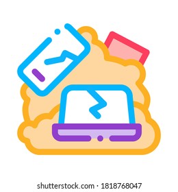 Broken Devices Icon Vector. Outline Broken Devices Sign. Isolated Contour Symbol Illustration