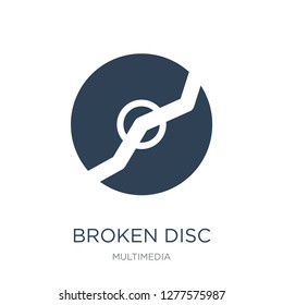 broken disc icon vector on white background, broken disc trendy filled icons from Multimedia collection, broken disc vector illustration