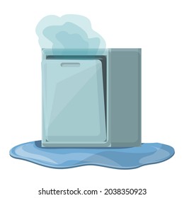 Broken dishwasher icon cartoon vector. Repair machine. Kitchen damage