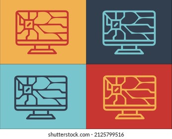 Broken Display Logo Template, Simple Flat Icon of display,screen,broken