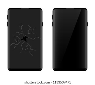 Broken Display Smartphone Screen Replacement Brand New Phone Icon Vector