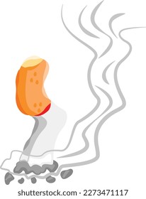 broken down cigarette with smoke illustration, no smoking