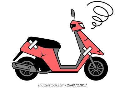Ciclomotor vermelho avariado