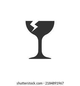 Broken Drinking Glass Icon Vector Template