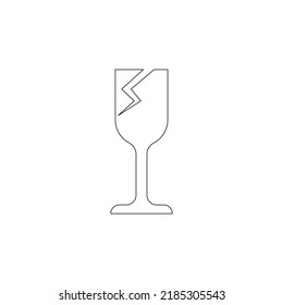 Broken Drinking Glass Icon Vector Template