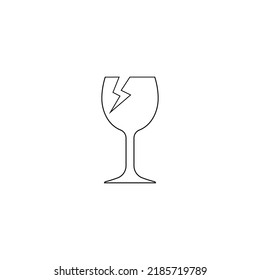 Broken Drinking Glass Icon Vector Template