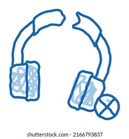 Broken Earphones sketch icon vector. Hand drawn blue doodle line art Broken Earphones sign. isolated symbol illustration