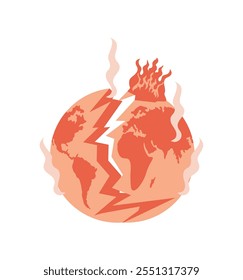 broken earth global warming icon isolated