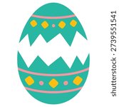 Broken easter egg icon cracked shell design isolated vector illustration on white background