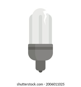 Broken eco bulb icon. Flat illustration of broken eco bulb vector icon isolated on white background