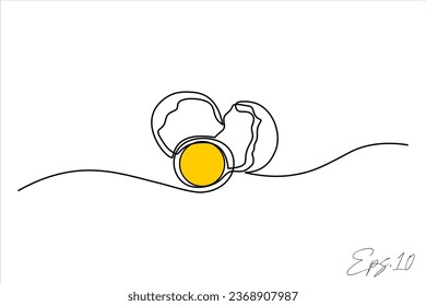 broken egg continuous line vector illustration