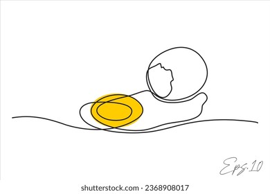  broken egg continuous line vector illustration