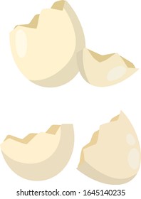 Broken egg. Cooking omelet and Breakfast. Food problems in kitchen. Cartoon flat illustration. The shell fragments