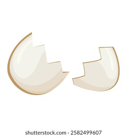 Broken egg. Egg crack broken eggshell open shell, isolated. Trash sorting, recycling. Vector illustration. Organic waste. 