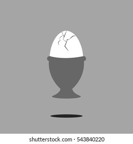 Broken Egg in a cup illustration isolated on a gray background