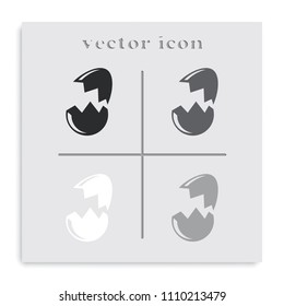 Broken egg flat black and white vector icon.