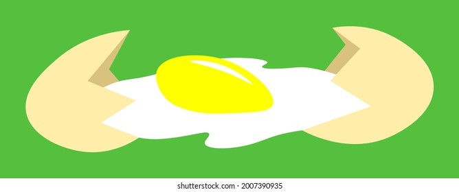 Broken egg flat isolated illustration