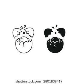 Broken Egg Hatching Shell Birth Beginning Editable Vector Solid Illustration