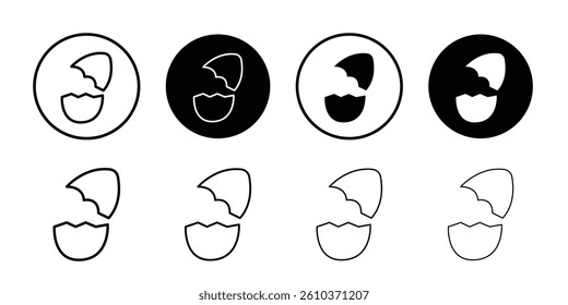 Broken egg icon Black and white outline vector